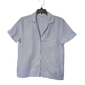 J. Crew Dusty Peri Light Blue Women's Button Front Collard Pajama Top Size XS